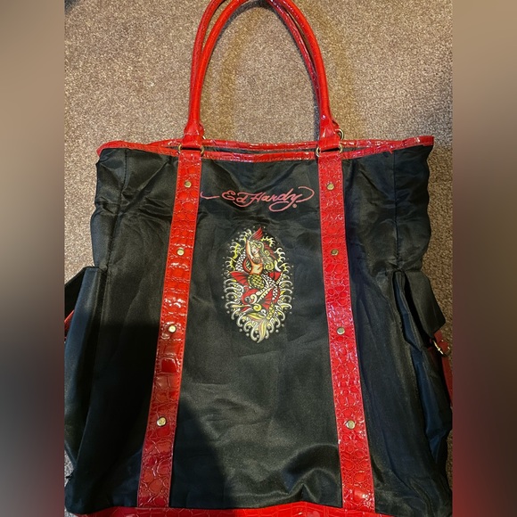 Ed Hardy Handbags - Ed Hardy shoulder bag Red and Black